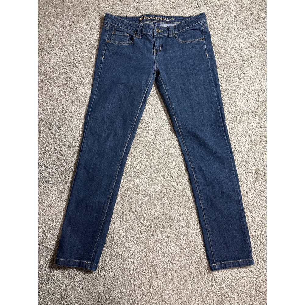 Y2K Blue Asphalt Skinny Jeans Womens 9 Short Dark Wash Low Rise Stretch
